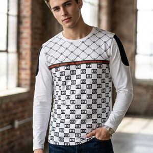 Vintage Black and White Patterned Dress Shirt